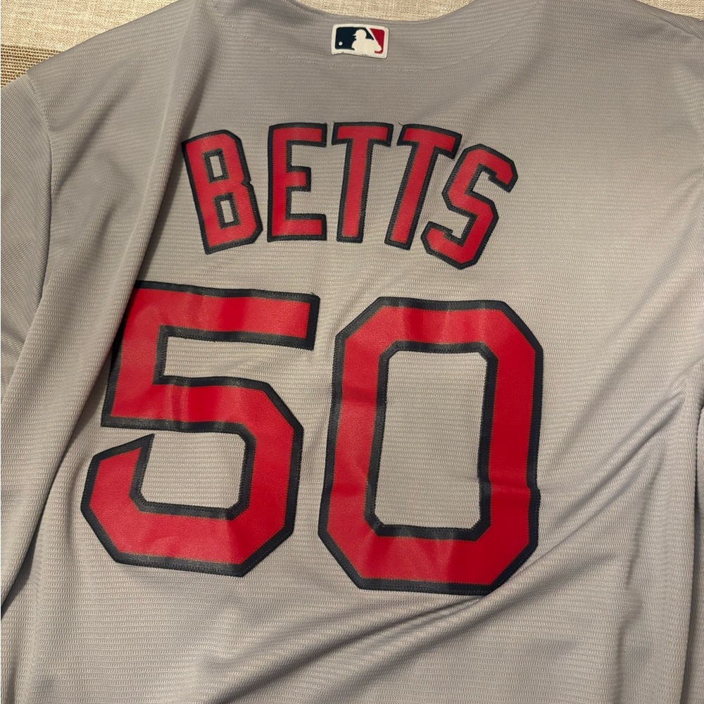 Betts #50 Gray MLB Replica Jersey - Red Numbering